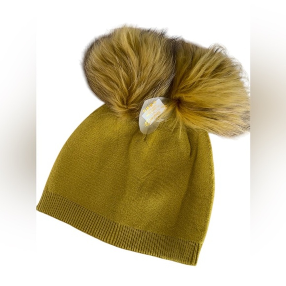 Mustard Double Pom Beanie
